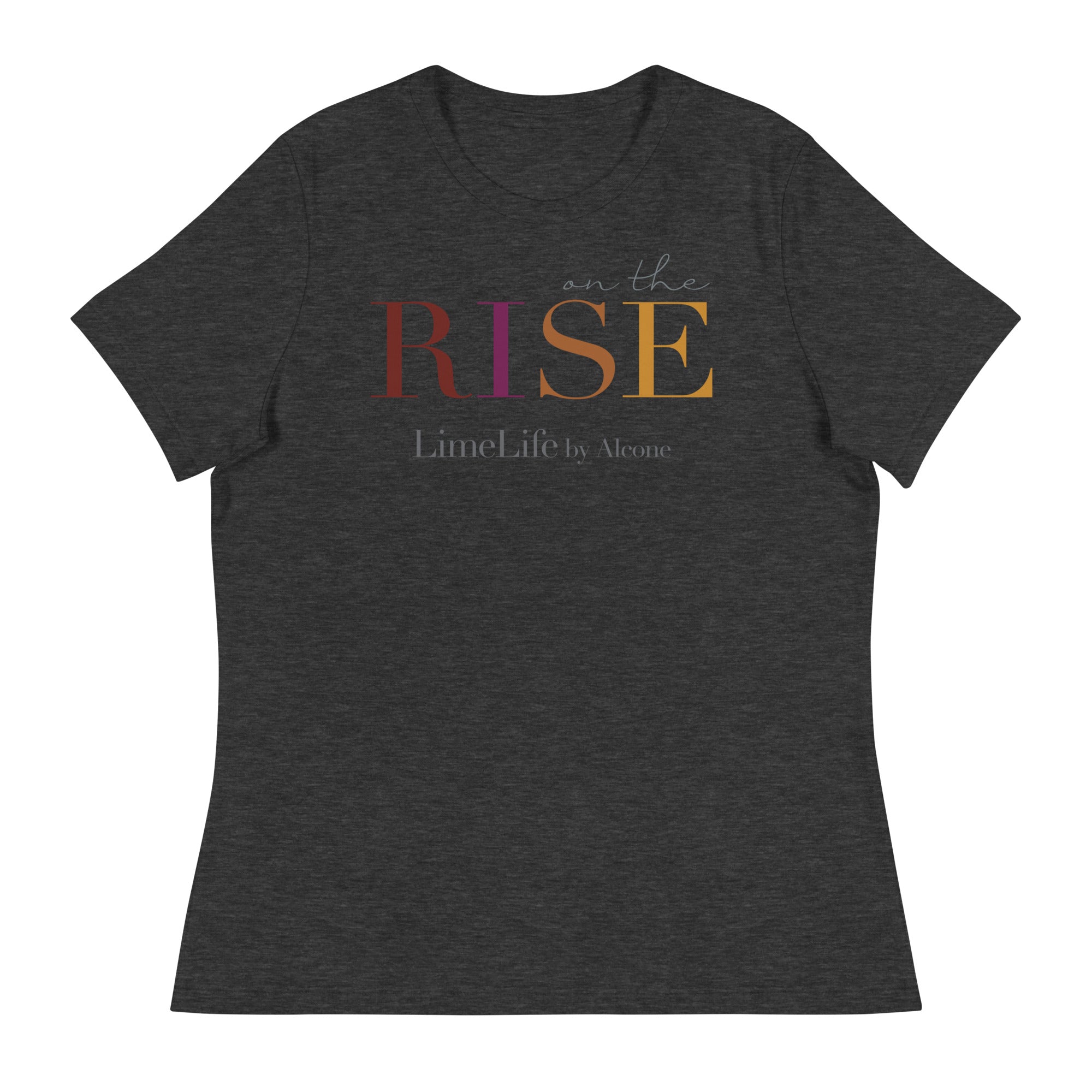 On the Rise - Women's Relaxed T-Shirt in Black, Dark Grey Heather and White